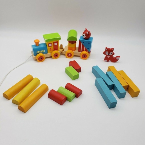 Wood Stacking Train and Wooden Blocks 23 Pcs - Picture 7 of 7